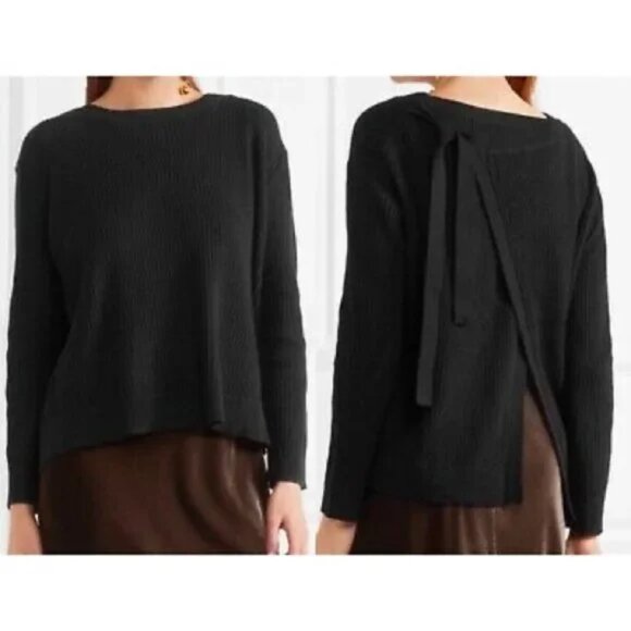 Vince Black Cashmere Blend Crossover Tie Back Sweater SZ XS - Picture 1 of 13